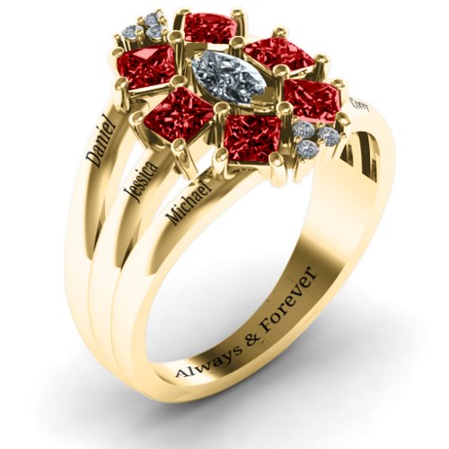 Arachna Centre Marquise and Princess Ring with Accents