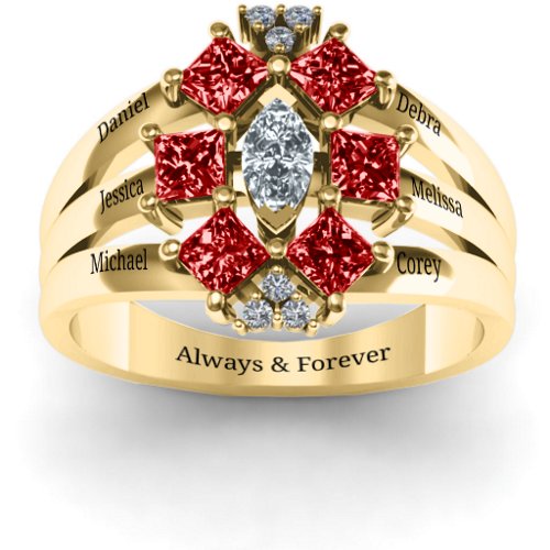 Arachna Centre Marquise and Princess Ring with Accents