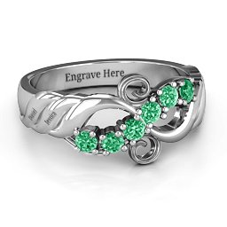 Ariel Wave and Swirl Ring in 925 Sterling Silver with Emerald