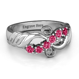 Ariel Wave and Swirl Ring in 925 Sterling Silver with Ruby
