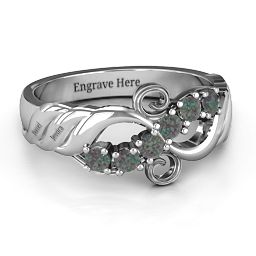 Ariel Wave and Swirl Ring in 925 Sterling Silver with Alexandrite