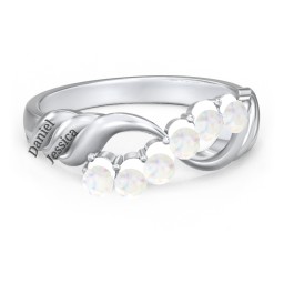 Engravable Infinity Wave Ring with Gemstones