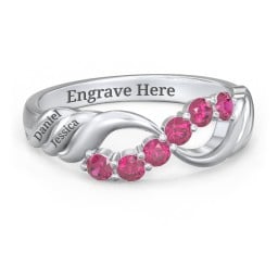 Engravable Infinity Wave Ring with Gemstones