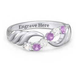 Engravable Infinity Wave Ring with Gemstones