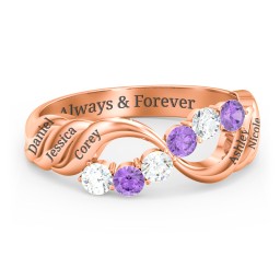 Engravable Infinity Wave Ring with Gemstones