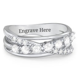 7 Stone Crossover Ring with Accents