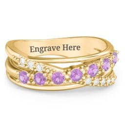 7 Stone Crossover Ring with Accents