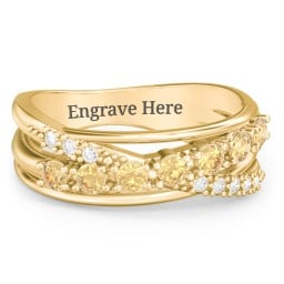 7 Stone Crossover Ring with Accents