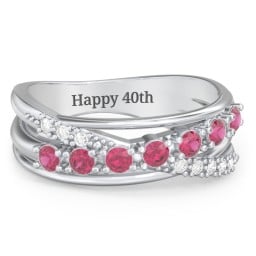 7 Stone Crossover Ring with Accents