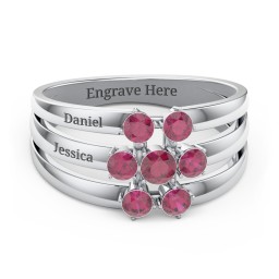 Spidra' Round Centre Ring in 925 Sterling Silver with Ruby