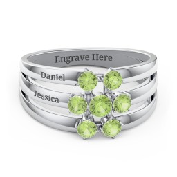 Spidra' Round Centre Ring in 925 Sterling Silver with Peridot