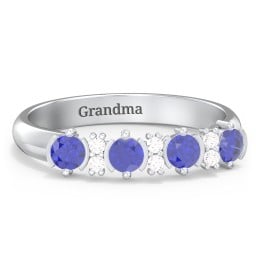 4 Stone Semi-Bezel Ring with Accents