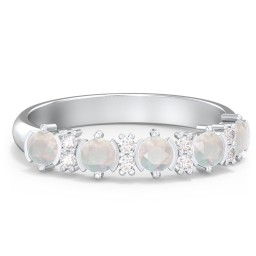 5 Stone Semi-Bezel Ring with Accents