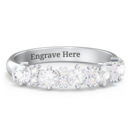 5 Stone Semi-Bezel Ring with Accents