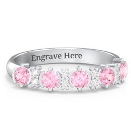 5 Stone Semi-Bezel Ring with Accents