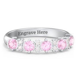 5 Stone Semi-Bezel Ring with Accents