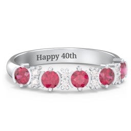 5 Stone Semi-Bezel Ring with Accents