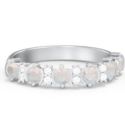 6 Stone Semi-Bezel Ring with Accents