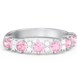 6 Stone Semi-Bezel Ring with Accents