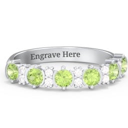 6 Stone Semi-Bezel Ring with Accents