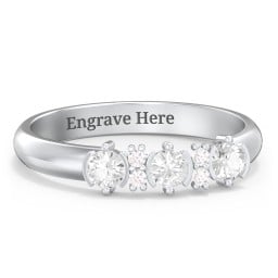 3 Stone Semi-Bezel Ring with Accents