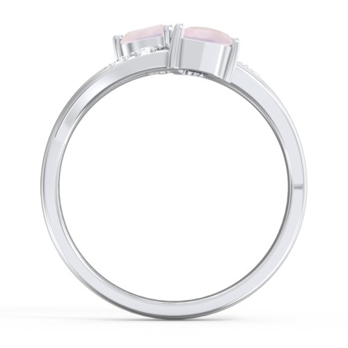 Heart Cluster Ring with Accents – Sterling Silver with Opal and Cubic Zirconia
