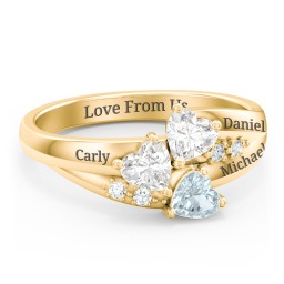 Heart Cluster Ring with Accents in 10K Solid Yellow Gold with Diamond