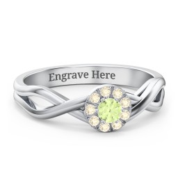 Braided Floral Cluster Ring in 925 Sterling Silver with Peridot and Fancy Yellow Premium Zirconia
