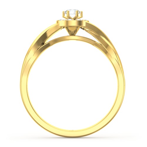 Braided Floral Cluster Ring – 14K Yellow Gold with Cubic Zirconia and White Premium Zirconia