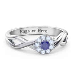 Braided Floral Cluster Ring in 925 Sterling Silver with Blue Sapphire and Fancy Blue Premium Zirconia
