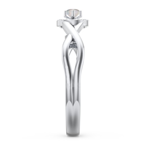 Braided Floral Cluster Ring – Sterling Silver with Opal and White Premium Zirconia