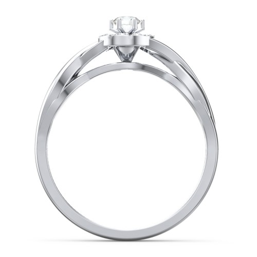 Braided Floral Cluster Ring – Sterling Silver with Cubic Zirconia and White Premium Zirconia