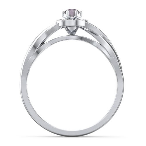 Braided Floral Cluster Ring – Sterling Silver with Alexandrite and Black Premium Zirconia