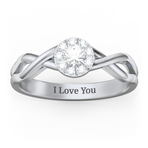 Braided Floral Cluster Ring – Sterling Silver with Cubic Zirconia and White Premium Zirconia