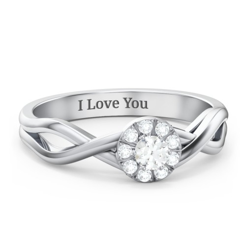 Braided Floral Cluster Ring – Sterling Silver with Cubic Zirconia and White Premium Zirconia