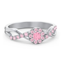 Braided Floral Cluster Ring with Shoulder Accents