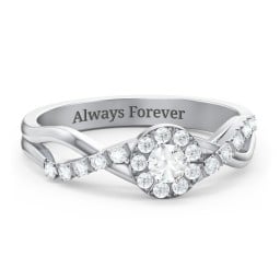 Braided Floral Cluster Ring with Shoulder Accents