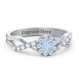 Braided Floral Cluster Ring with Shoulder Accents