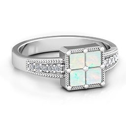 Vintage Princess Cut Ring with Shoulder Accents