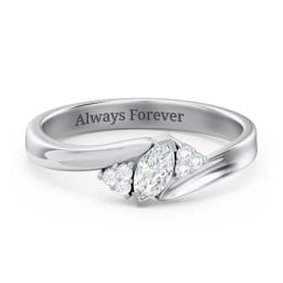 Twisted Marquise Ring with Shoulder Accents