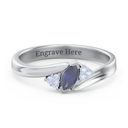 Twisted Marquise Ring with Shoulder Accents