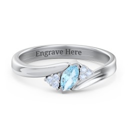 Twisted Marquise Ring with Shoulder Accents