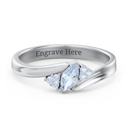 Twisted Marquise Ring with Shoulder Accents