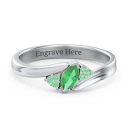 Twisted Marquise Ring with Shoulder Accents