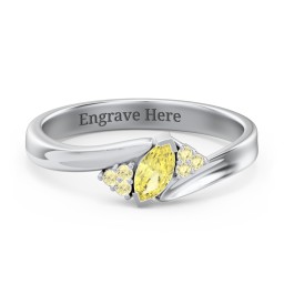 Twisted Marquise Ring with Shoulder Accents
