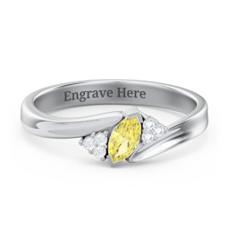 Twisted Marquise Ring with Shoulder Accents