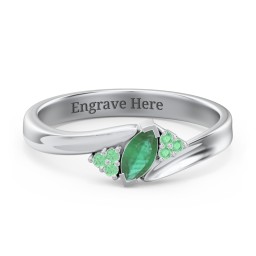 Twisted Marquise Ring with Shoulder Accents