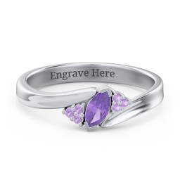 Twisted Marquise Ring with Shoulder Accents