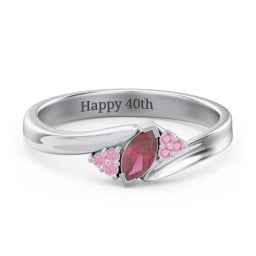 Twisted Marquise Ring with Shoulder Accents