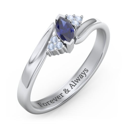 Twisted Marquise Ring with Shoulder Accents